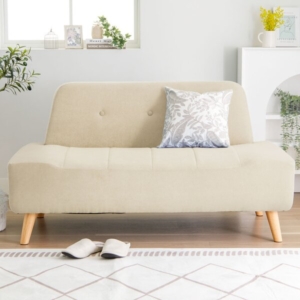 座面ゆったりベンチソファ ベージュ 組立品