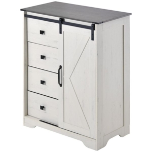 スライドドア付きチェスト4段 組立品 代引不可