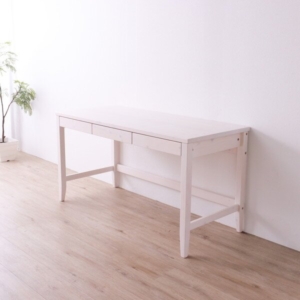 北欧風 パソコンデスク/学習机 奥行60cm 木製 パイン材 フェルト付き リビング 勉強部屋 組立品