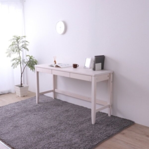 北欧風 パソコンデスク/学習机 奥行45cm 木製 パイン材 フェルト付き リビング 勉強部屋 組立品