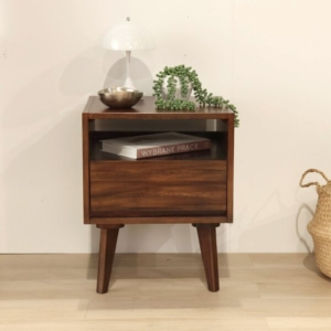 モンキーポッド突板 サイドテーブル 代引不可